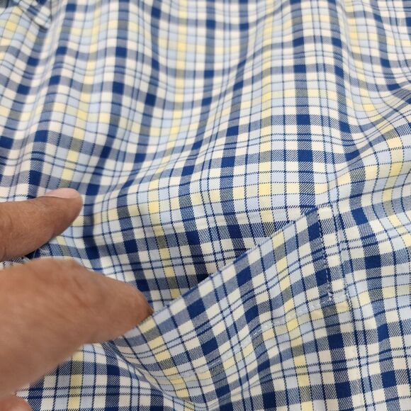 Peter Millar Men's Shirt Blue Plaid Button Down Front Cotton SIze Large - Picture 4 of 11